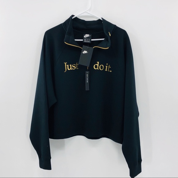 Nike Other - Black and Gold Nike Crop Top Pullover Size XL